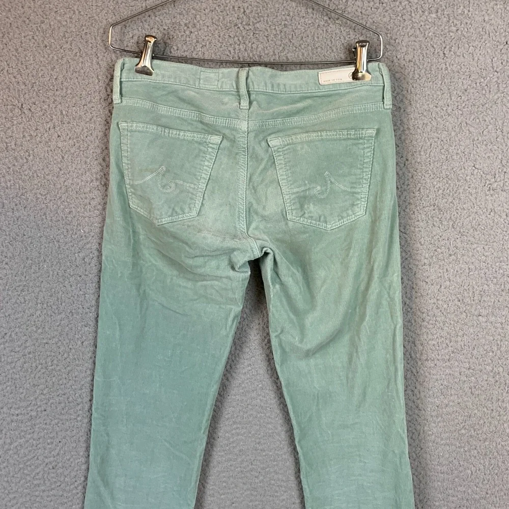 AG Adriano Goldschmied Pants 27 R  Stevie Slim Straight Corduroy‎ Mint Green